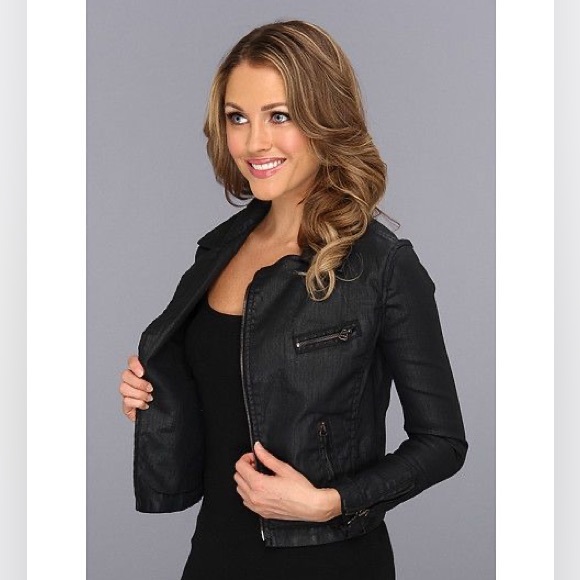 AG Adriano Goldschmied Biker Motorcycle Coated Jacket - Blackslick - Medium - Picture 3 of 12